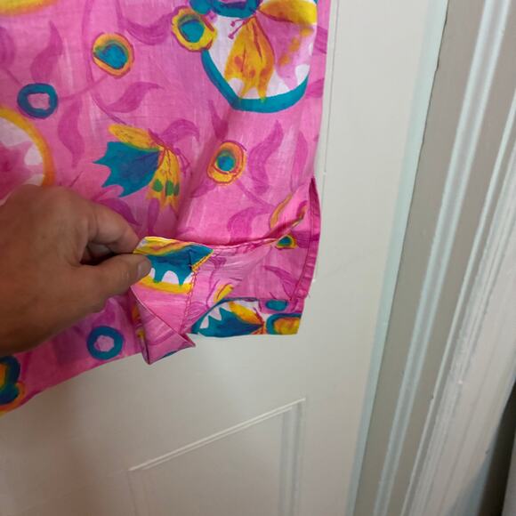 Donna Lee of California Sun Dress Vintage MOD Pink Floral 1960s-1970s Size 16 - Picture 7 of 8